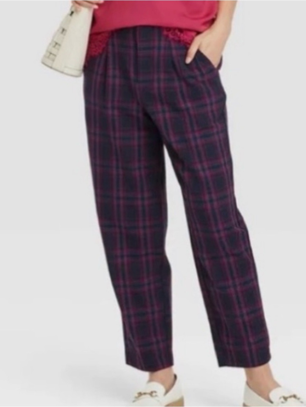 A New Day high-rise relaxed tapered leg plaid pants size 16